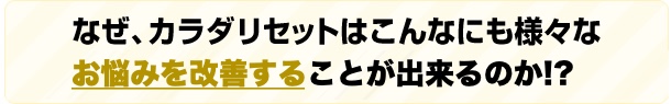 なぜ、カラダリセットはこんなにも様々なお悩みを改善することが出来るのか
